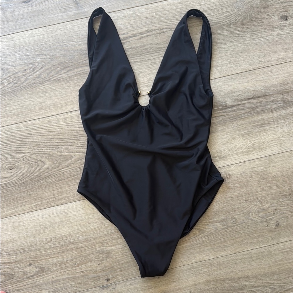 Elegant Black One-Piece Swimsuit. JADE